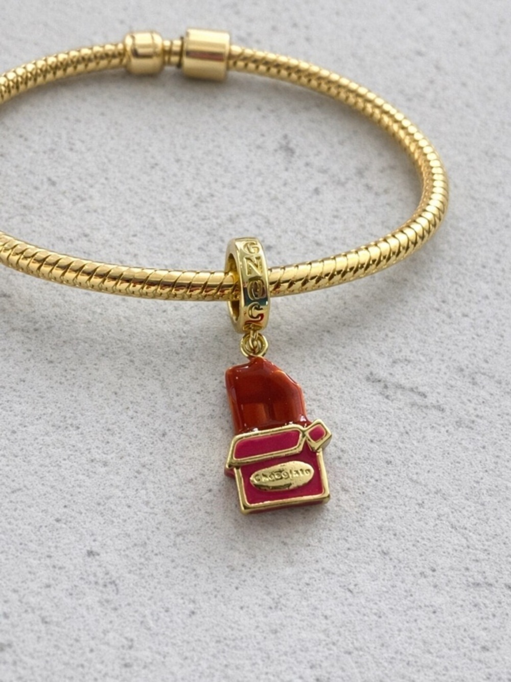 GNOCE Chocolate Charm Pendant Sterling Silver Gold Plated Bracelet/Necklace